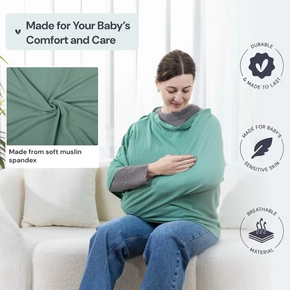 BabbleRoo Nursing Cover For Breastfeeding 95% Viscose Muslin, Multi-use For Car